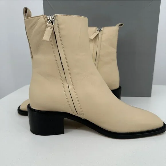 Everlane The City Boot in Cream Leather 8.5 Women's Side Zip Block Heel Ankle - Picture 3 of 9